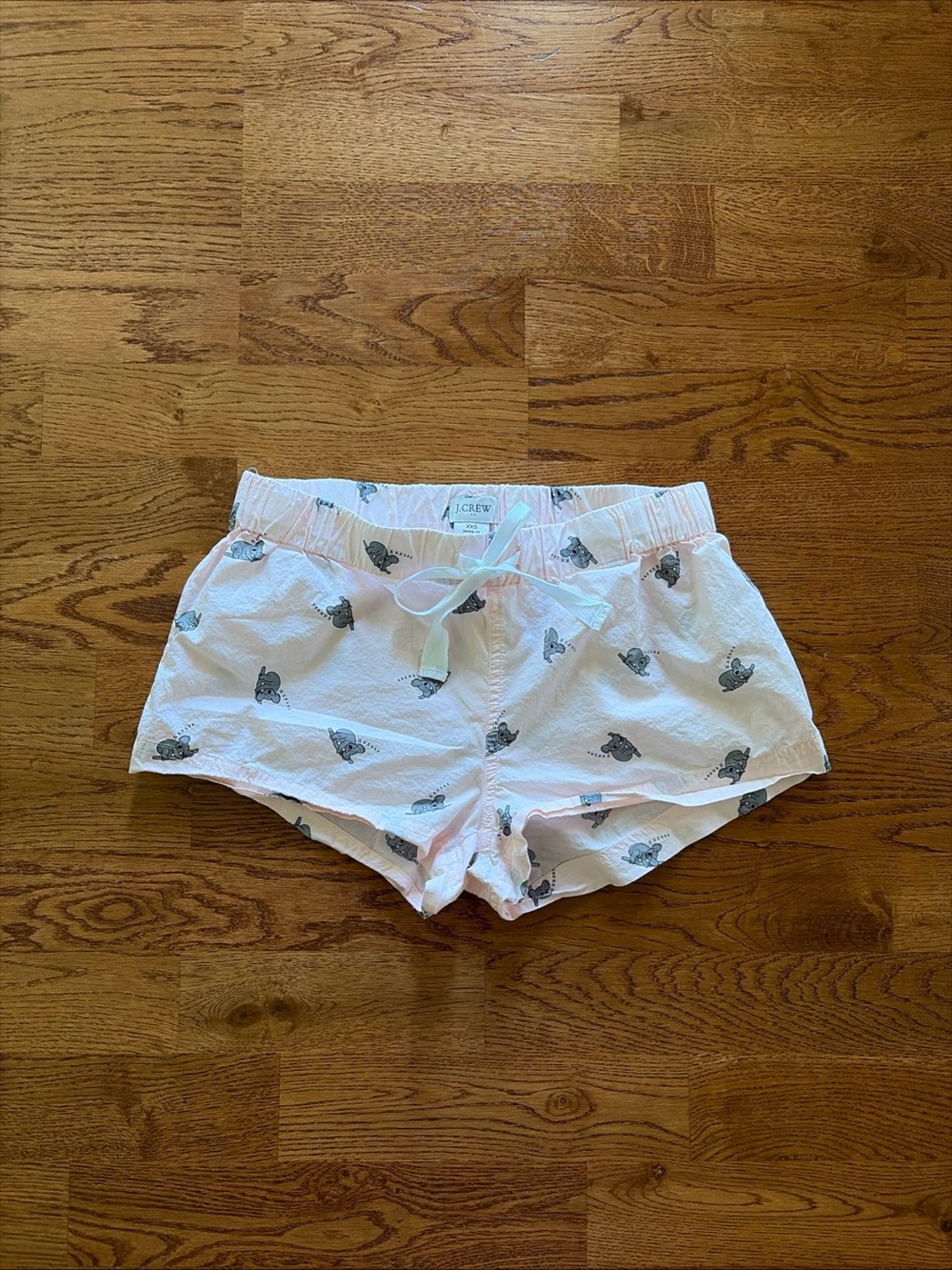 J.Crew Womens Pajama Shorts Cotton Bow XXS Sleep PJ Pink Koala Bear Boxer Poplin